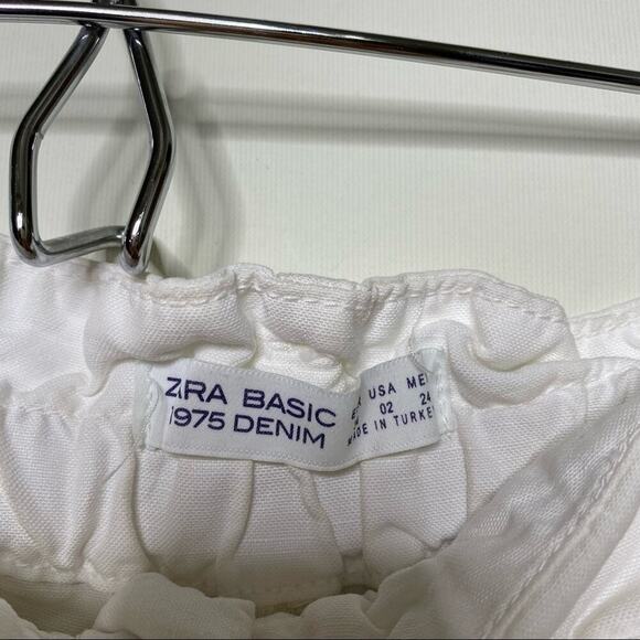 Zara High Waisted Paper Bag Pants White sz 2 - Picture 5 of 6